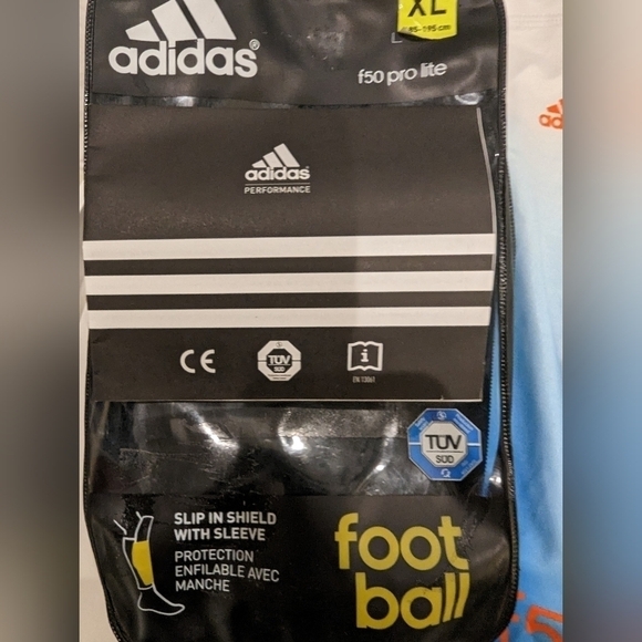 adidas soccer Shin Pads F50 Pro Lite  adult  XL 6'2" -6'5"  White/Blue - Picture 9 of 11